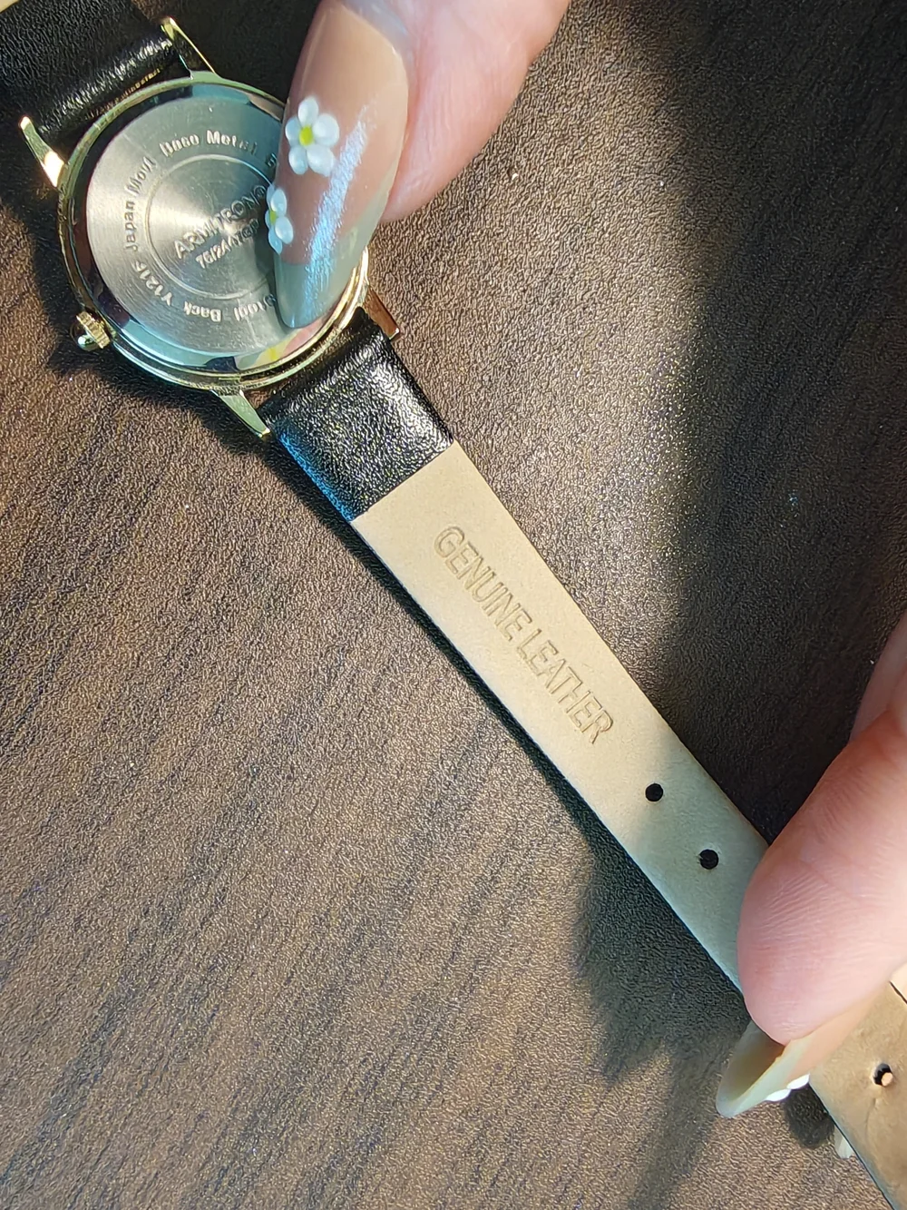 Armitron Black Diamond Dial Leather Strap Watch Gold Tone Details READ DESCRIPTI